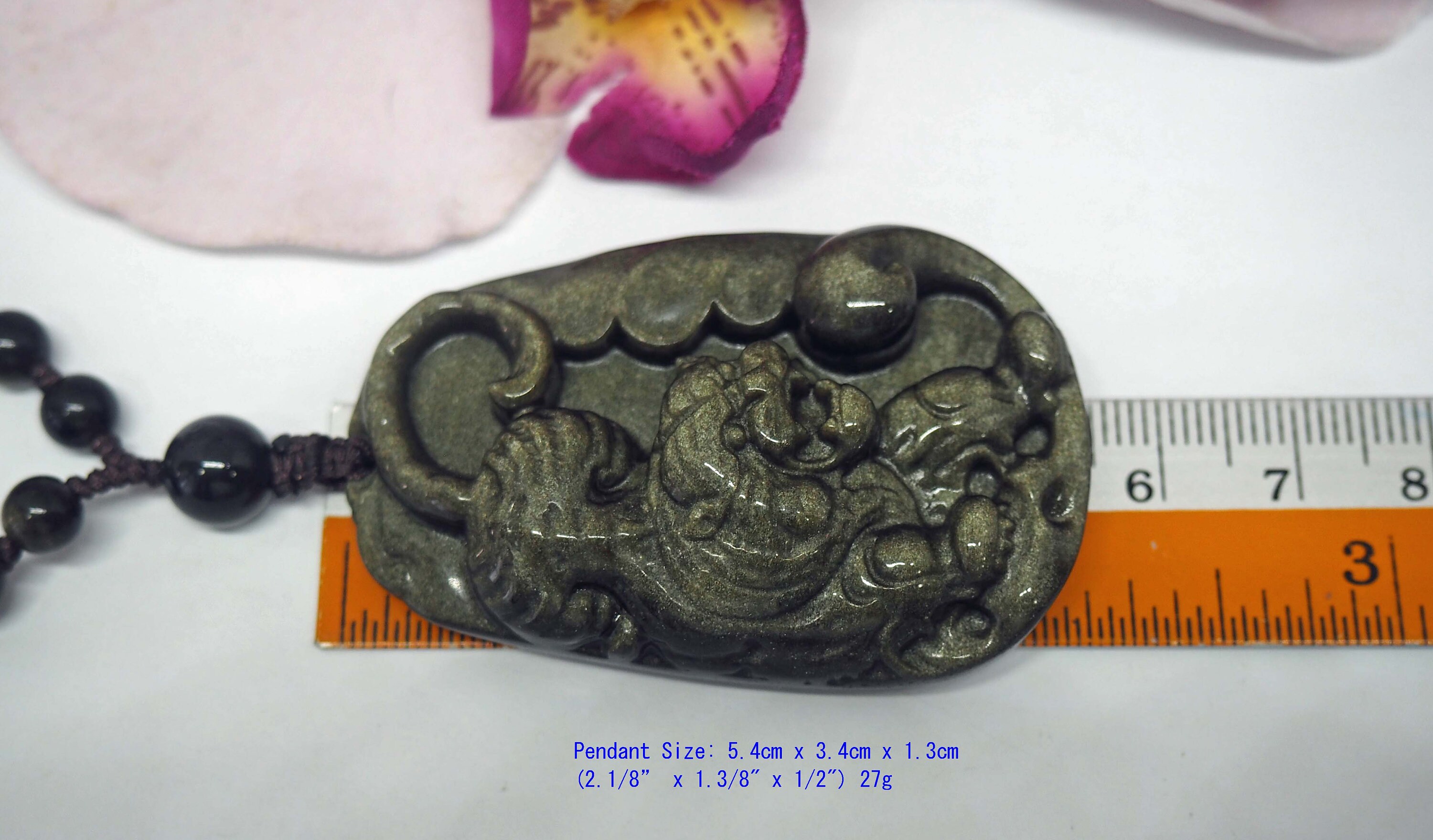 Golden Sheen Obsidian Carved Tiger (japanese: トラtora