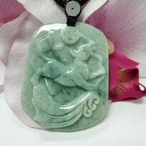 Jade Carved Dog Pendant 狗 旺 财 Good Luck Charm Necklace