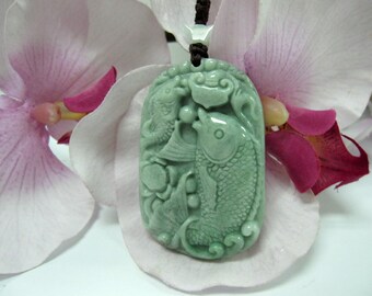 Jade Carp Fish (鲤鱼) Good Luck Charm necklace