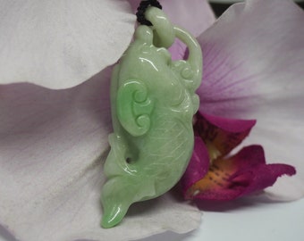 Jade &quot;Koi&quot; Carp Fish (li 鲤 yu 鱼 ) Good Luck Charm Pendant Necklace