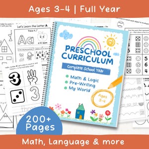 Back to School Bundle for Ages 3-4 | Preschool Curriculum Worksheets | Homeschool Pre-K Printables | ABC, Writing & Counting Activities
