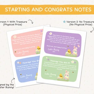 4 Letters from the Easter Bunny. 2 choices for starting letter and 2 choices for congratulation letter