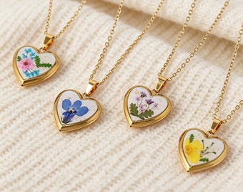 Collana con ciondolo a forma di cuore e fiore del mese di nascita, in argento sterling, regalo personalizzato per compleanno, festa della mamma o in memoria di una persona cara.