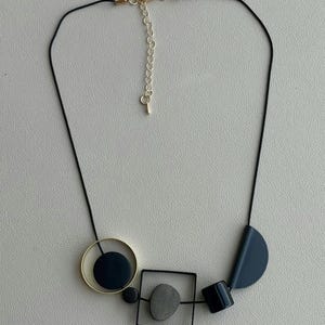 Black Geometric Statement Necklace, Lightweight Abstract Art Jewelry image 5