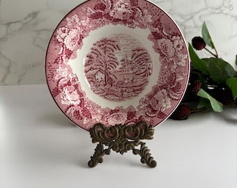 Enoch Woods Platter: Red Transferware - English Scenic Design - Etsy