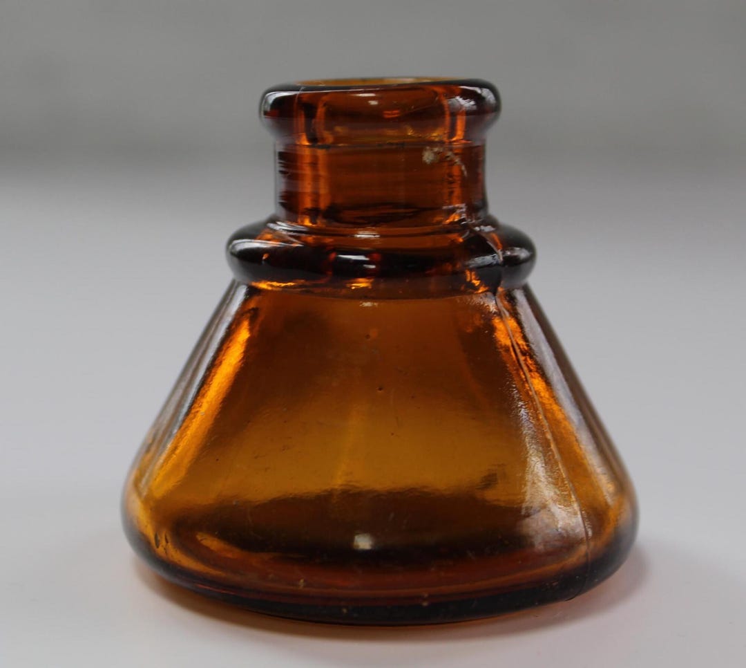 Antique Carter Amber Glass Inkwell - Etsy