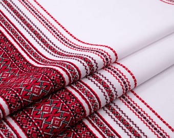 Rushnyk ucraniano com enfeite vermelho, Rushnyk bordado, Rushnyk de casamento, Rushnyk tradicional, Toalha de algodão, Rushnyk tecido, Toalha artesanal