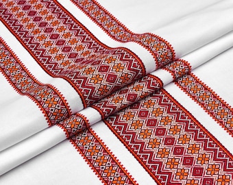 Rushnyk ucraniano com enfeite vermelho, Rushnyk bordado, Rushnyk de casamento, Rushnyk tradicional, Toalha de algodão, Rushnyk tecido, Toalha artesanal