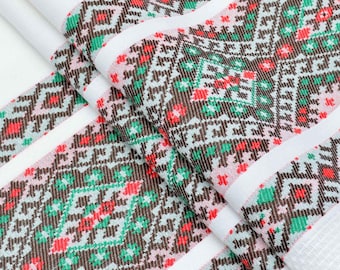 Rushnyk bordado, Rushnyk da Ucrânia com enfeites verdes e marrons, Rushnyk de casamento, Rushnyk tradicional, Rushnyk tecido, Toalha feita à mão