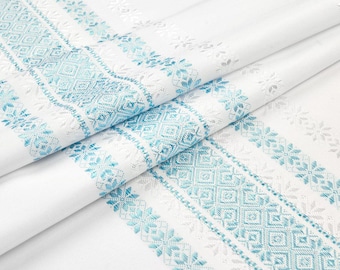 Ukrainische Rushnyk mit blauer Verzierung, gestickter Rushnyk, Hochzeits-Rushnyk, traditionelles Rushnyk, Baumwolltuch, gewebtes Rushnyk, handgemachtes Handtuch