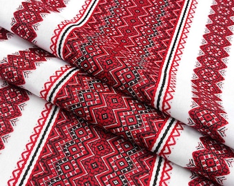 Rushnyk ukraiński z czerwonym ornamentem, haftowany Rushnyk, Rushnyk ślubny, tradycyjny Rushnyk, ręcznik bawełniany, Rushnyk tkany, ręcznik ręcznie robiony