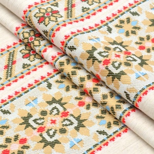 Linen embroidered rushnyk, Ukrainian rushnyk with floral ornament, Wedding rushnyk, Traditional rushnyk, Woven rushnyk, Handmade towel