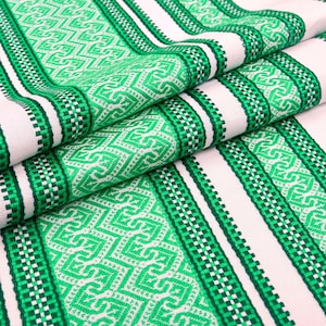 Embroidered rushnyk, Green Ukraine rushnyk, Wedding rushnyk, Traditional rushnyk, Cotton towel, Woven ornament rushnyk, Handmade towel