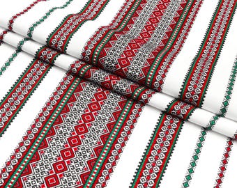 Toalla ucraniana con adorno rojo y verde, Rushnyk de algodón bordado, Rushnyk de boda, Rushnyk tradicional, Rushnyk tejido, Toalla hecha a mano