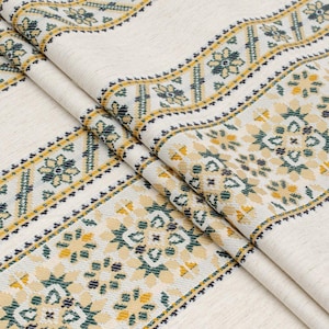 Linen embroidered rushnyk, Ukrainian rushnyk with floral ornament, Wedding rushnyk, Traditional rushnyk, Woven rushnyk, Handmade towel