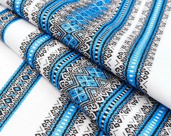 Rushnyk bordado, Rushnyk Ucrânia com ornamento preto e azul, Rushnyk de casamento, Rushnyk tradicional, Rushnyk tecido, Toalha artesanal