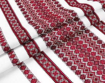 Ukraine Rushnyk mit rotem Ornament, Gestickter Rushnyk, Hochzeits-Rushnyk, Traditionelles Rushnyk, Baumwolltuch, Gewebtes Rushnyk, handgemachtes Handtuch
