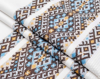 Rushnyk bordado, Rushnyk Ucrânia com ornamento azul e amarelo, Rushnyk de casamento, Rushnyk tradicional, Rushnyk tecido, Toalha artesanal