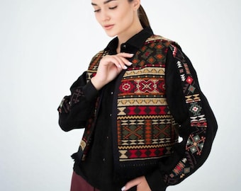 Ukrainian vest, Fringe vest, Country vest, Bohemian vest, Waistcoat, Folk vest, Kiptar, Ethnic clothing, Modern vest, Made in Ukraine