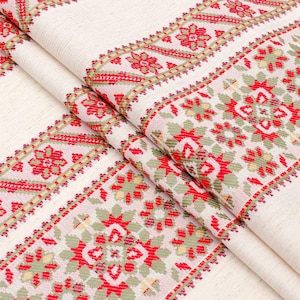Linen embroidered rushnyk, Ukrainian rushnyk with floral ornament, Ethnic towel, Traditional rushnyk, Woven rushnyk, Handmade towel