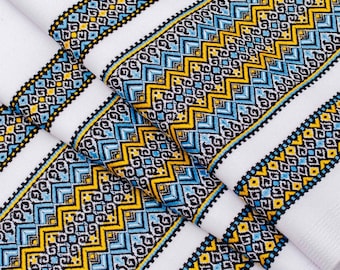 Toalha de junco bordada em amarelo e azul, toalha de casamento ucraniana, toalha tradicional feita à mão