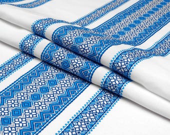 Gestickter Russchnyk, Ukraine-Russchnyk mit blauer Verzierung, Hochzeits-Russnyk, traditionelles Russchnyk, Baumwolltuch, gewebtes Russchnyk, handgemachtes Handtuch
