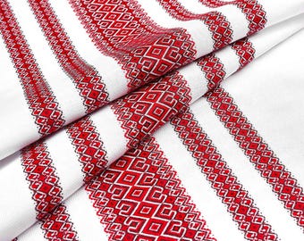 Ukraine Rushnyk mit rotem Ornament, Gestickter Rushnyk, Hochzeits-Rushnyk, Traditionelles Rushnyk, Baumwolltuch, Gewebtes Rushnyk, handgemachtes Handtuch