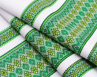 Toalla ucraniana verde, rushnyk bordado, rushnyk de boda, rushnyk tradicional, toalla de algodón, adorno tejido rushnyk, toalla hecha a mano