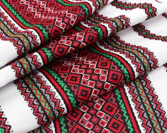 Toalla ucraniana con adorno rojo y verde, Rushnyk de algodón bordado, Rushnyk de boda, Rushnyk tradicional, Rushnyk tejido, Toalla hecha a mano