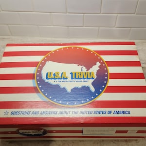 U.S.A Trivia Board Game, Vintage USA Trivia Board Game, Vintage Board Games, US History Board Game, 3000 Questions Boynton Games-Gang 1989