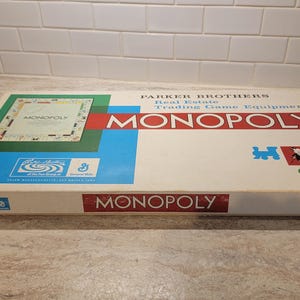 Vintage 1974 Monopoly Board Game, Parker Brothers Monopoly Real Estate Trading Board Game