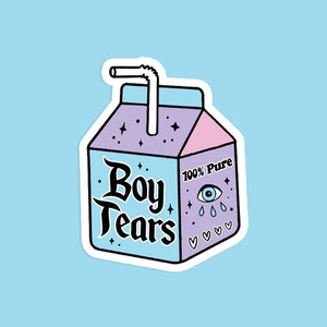 Boy Tears | Sticker | Holographic Sticker | Laptop Sticker | Hydro Flask Sticker | Pastel Goth | Creepy Cute Stickers | Anti Valentines Day