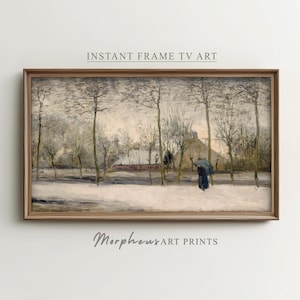 Impressionist Winter Landscape Oil Painting - Country Cottage Snow Scene - Farmhouse Frame TV Art - Digital Download | Vintage Art | TV13