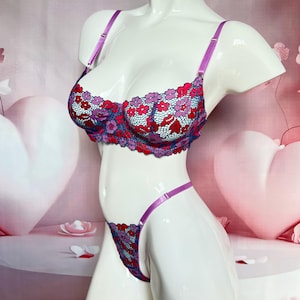 Lace floral embroidered lingerie set,Elegant lingerie,Wedding lingerie,Honeymoon lingerie,Gift for her