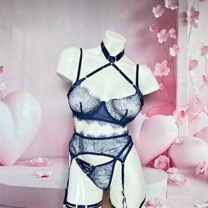 Lace flower embroidered lingerie set,Floral elegant lingerie,Wedding lingerie,Honeymoon lingerie,Gift for her