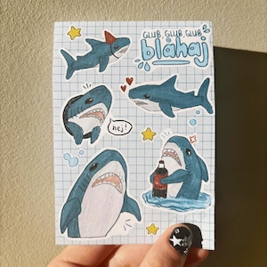 IKEA Blahaj Shark - Feuille d'autocollants pour papeterie