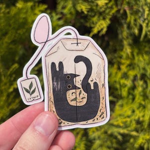 Catnip Tea Bag Cat Sticker - Vinyl