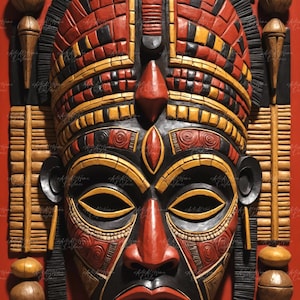 Digital African Tribal Mask - Ethnic, Decorative, Downloadable Wall Art