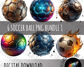 Pacchetto di design di palloni da calcio - Pacchetto di clipart sportive per magliette, adesivi, creazioni - Album di ritagli PNG