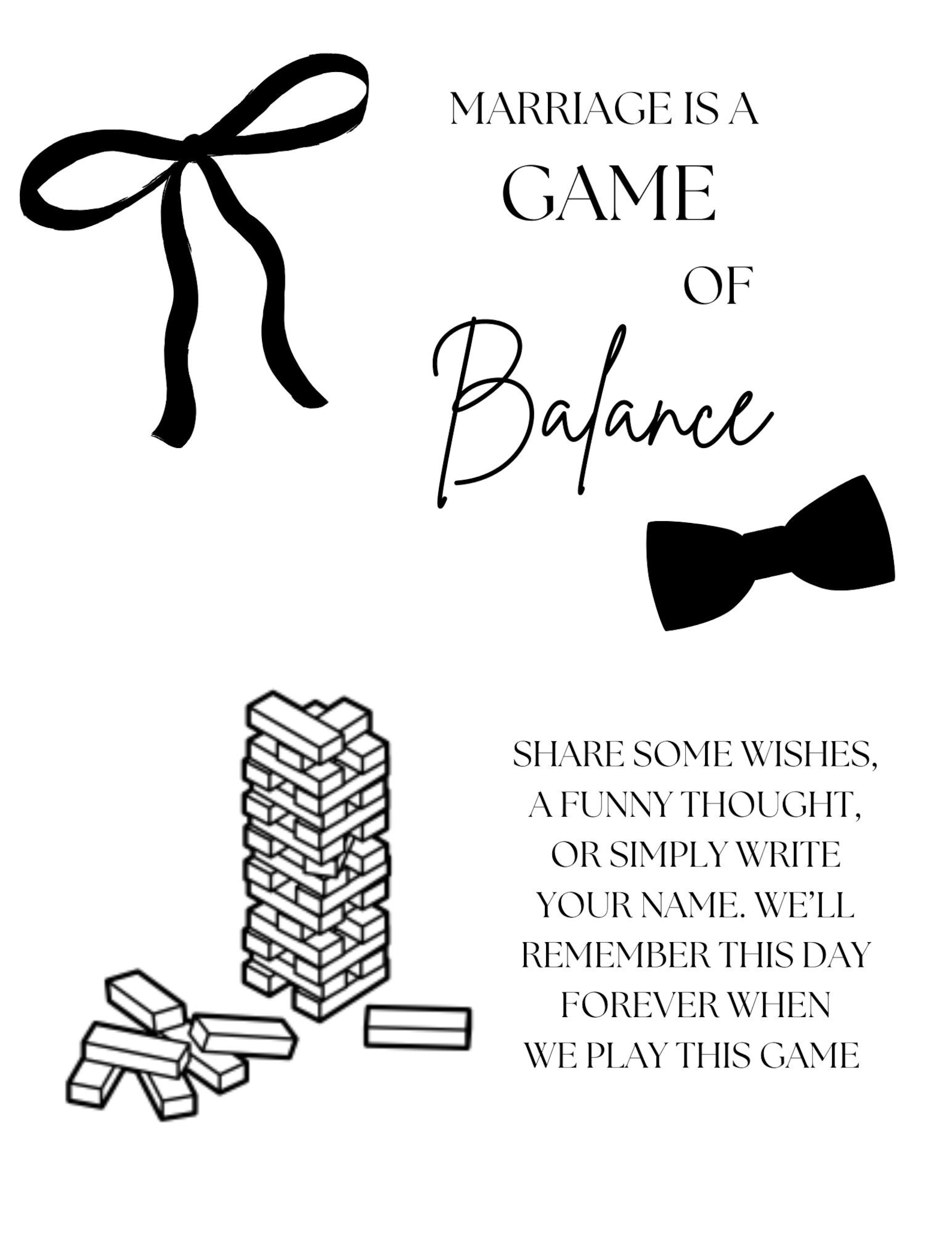 Wedding / Bridal Shower Jenga Game - Etsy