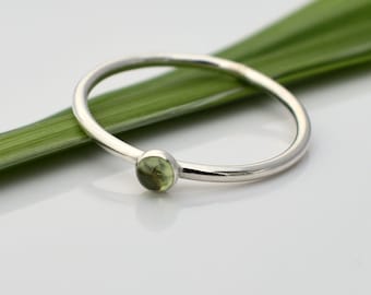 Tiny 3mm Peridot Ring in Recycled Sterling Silver - Peridot Stacking Ring - August Birthstone - Gift