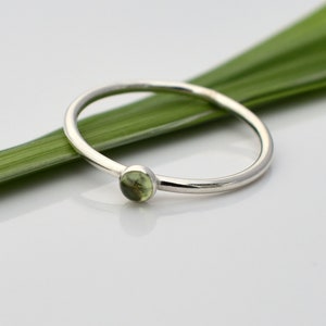 Tiny 3mm Peridot Ring in Recycled Sterling Silver - Peridot Stacking Ring - August Birthstone - Gift