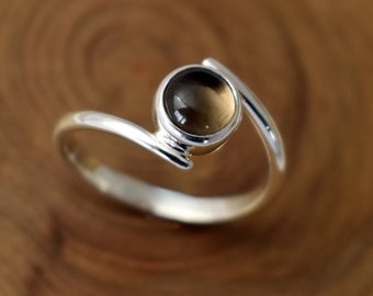 Smoky Quartz Bypass Ring in Recycled Sterling Silver - Smokey Quartz  - Sculptural Ring - Modern - Gift