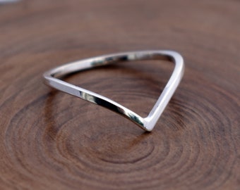 Wishbone Ring Handmade in Recycled Sterling Silver - Chevron Ring - Skinny Wishbone Ring - Gift