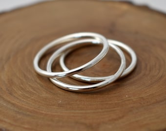Stacking Ring in Recycled Sterling Silver - Simple Stackable Ring - Polished Silver Ring Band - Thin Silver Ring - Minimal - Modern - Gift