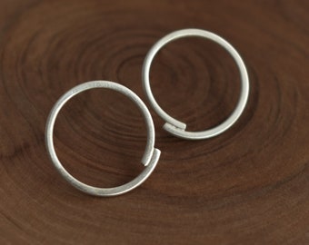 Small Hoop Post Earrings in Recycled Sterling Silver - Hoop Stud Earrings - Everyday Hoops - Gift for Her