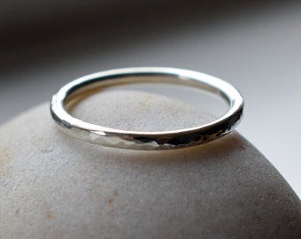 Ripple Textured Recycled Sterling Silver Ring - Hammer Textured Ring Band - Gift