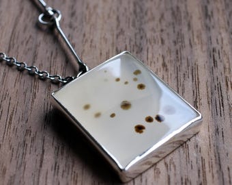 Agate Pendant Necklace Handmade in Recycled Sterling and Fine Silver