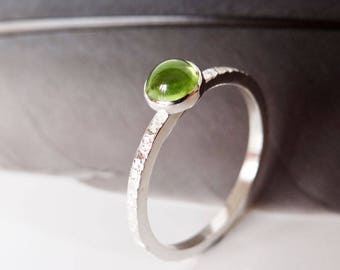 Peridot Ring - Peridot Stacking Ring - Birthstone Ring