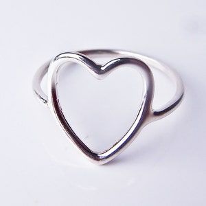 Heart Ring in Recycled Sterling Silver Open Heart Ring Heart Shaped Ring Heart Outline Big Heart Valentine Gift Love image 4